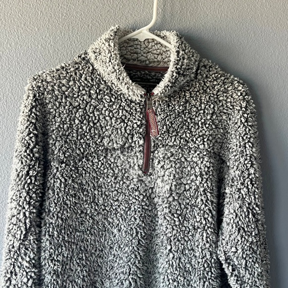 True Grit - Women Sherpa 1/4 Zip Grey Pullover - Picture 2 of 11
